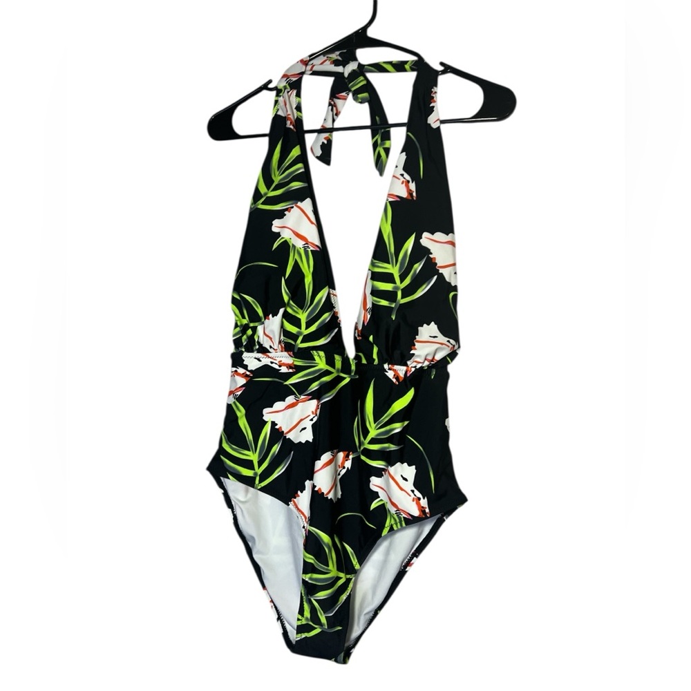 Cupshe Black and Green Leaf One-Piece Swimsuit
